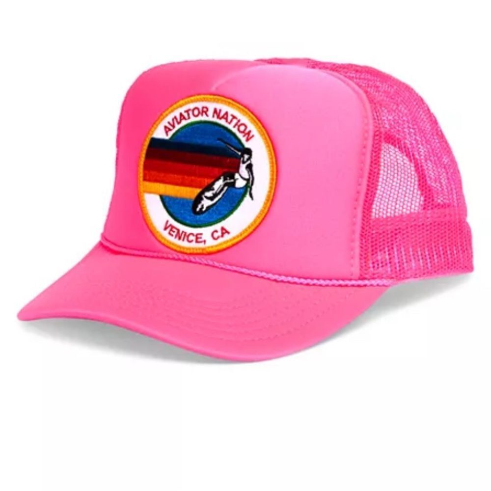 NEW Aviator Nation Neon Pink Logo Trucker Hat - UNISEX